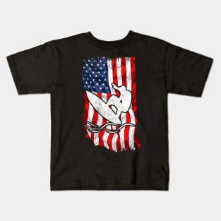 Patriotic Surfing American Flag Surf Kids T-Shirt